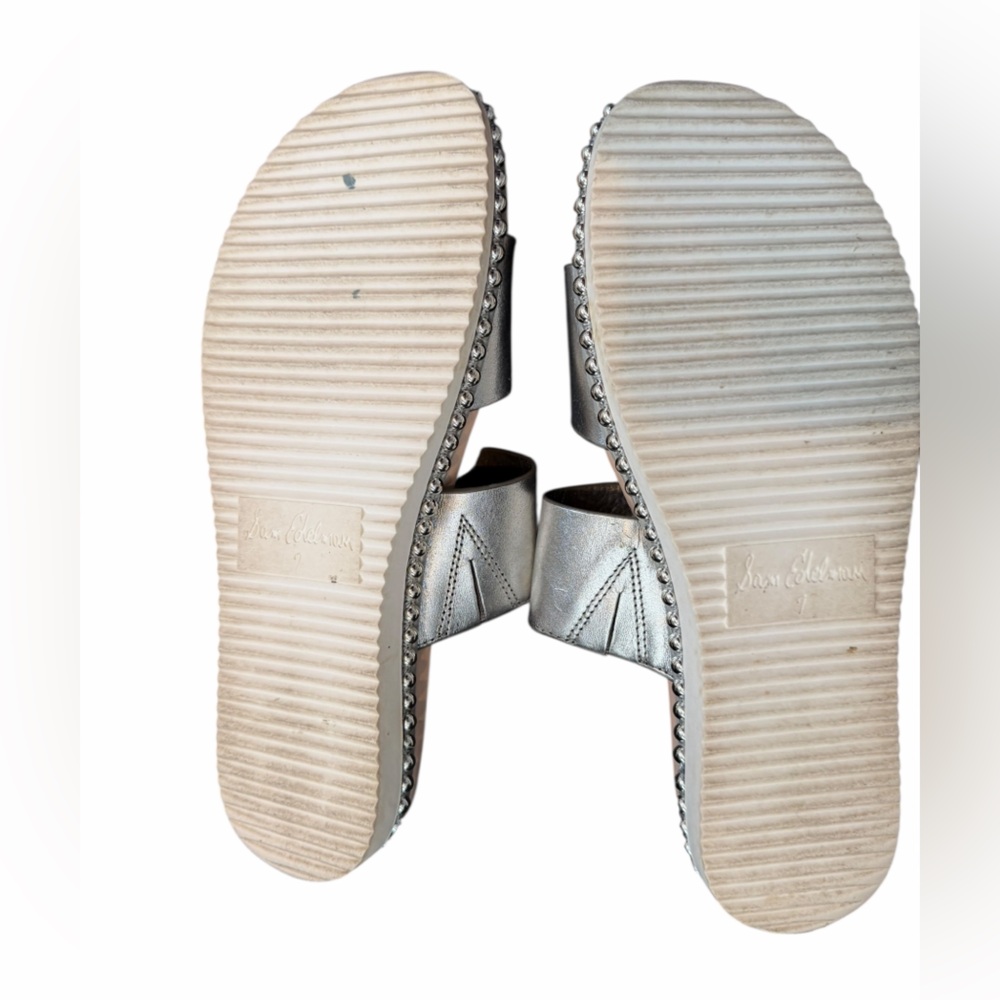 Sam Edelman Silver Metallic Double-Band Slide Sandals - Picture 5 of 5